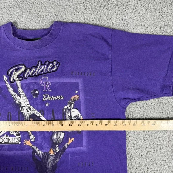 Vintage Colorado Rockies T-Shirt Mens XL Purple 90s MLB Baseball USA - Picture 6 of 10